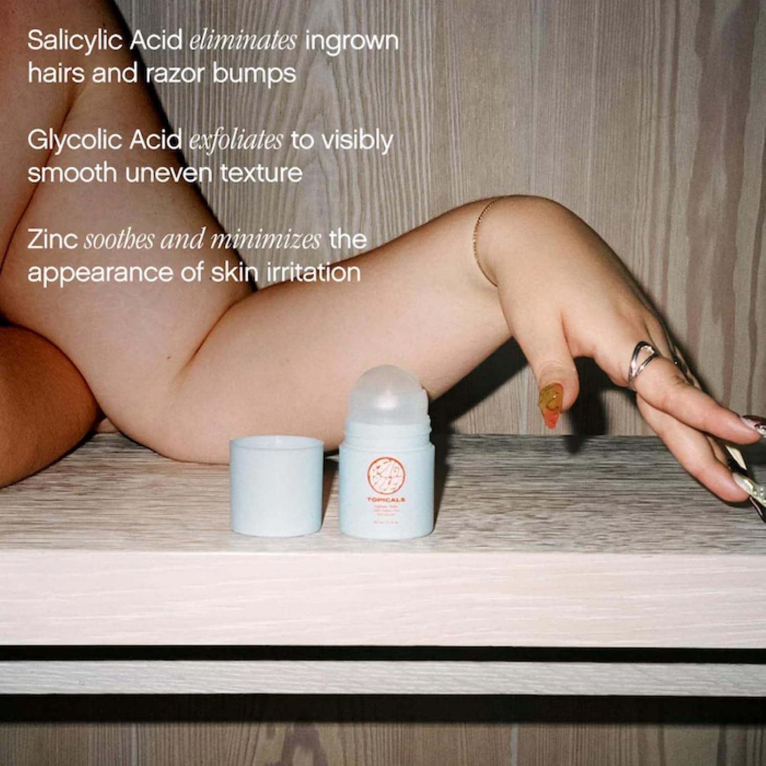 Topicals High Roller Ingrown Hair Serum | Roll-on Tonic to Soothe and Calm Irritated Skin on Face, Armpits and Bikini Areas | Contains Salicylic and Glycolic Acid | Vegan and Cruelty-Free (1.7 Fl Oz) - Image 3