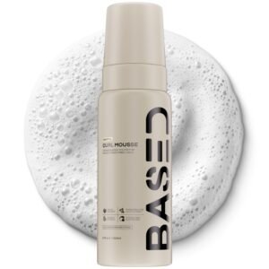 BASED Curl Mousse - Instant Volume & Definition with Flexible Hold - Lightweight Formula with Agave & Rice Protein - Non-Toxic, Silicone Free for All Curl Types, 6.8 fl oz