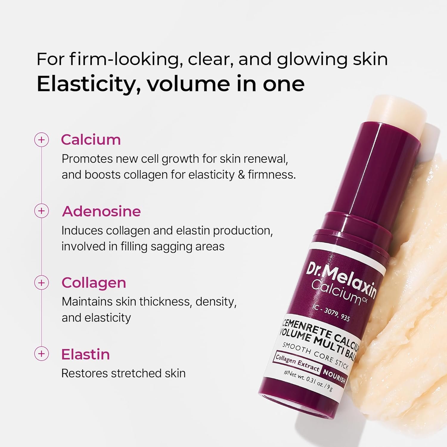 Dr.Melaxin Cemenrete Calcium Multi Balm 9g Korean Skin Care All In One Calcium Volume Stick Collagen Wrinkles Face Eye treatment Balm - Image 2