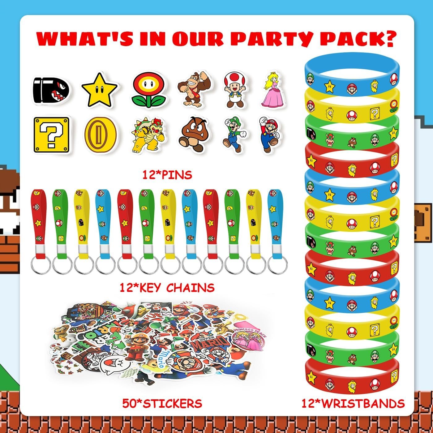 Super Mario irthday Party Supplies, 86PCS Birthday Gifts Set for Mario Theme Party - Image 2