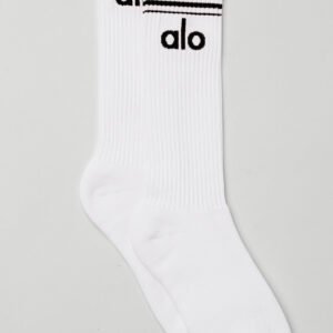 Alo Unisex Half-Crew Throwback Sock – Black/White